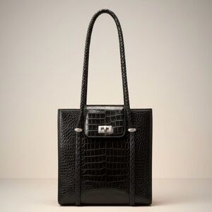 Vintage Brighton Croc Embossed Leather Shoulder Bag (1996)
